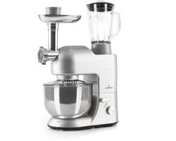 Klarstein Blender Knetmaschine keukenmachine met Fleischwolf, 2000W Teigmaschine klein, 6 standen, Schneebesen - & Knethaken, planetair , roermachine met Mixer, keukenmachines met 5L kom - 1800W 5,2L - voor Keuken - RVS - Standmixer