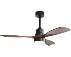 Plafondventilator 122 cm hout - 3 massief houten bladen - omkeerbare DC-motor - afstandsbediening - woonkamer