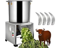 Keukenmachine Groentesnijder - Commerciële Snijder - Dierenvoer Bereiden - Hoge Capaciteit 120kg/u - 30x30x55cm - Zilver