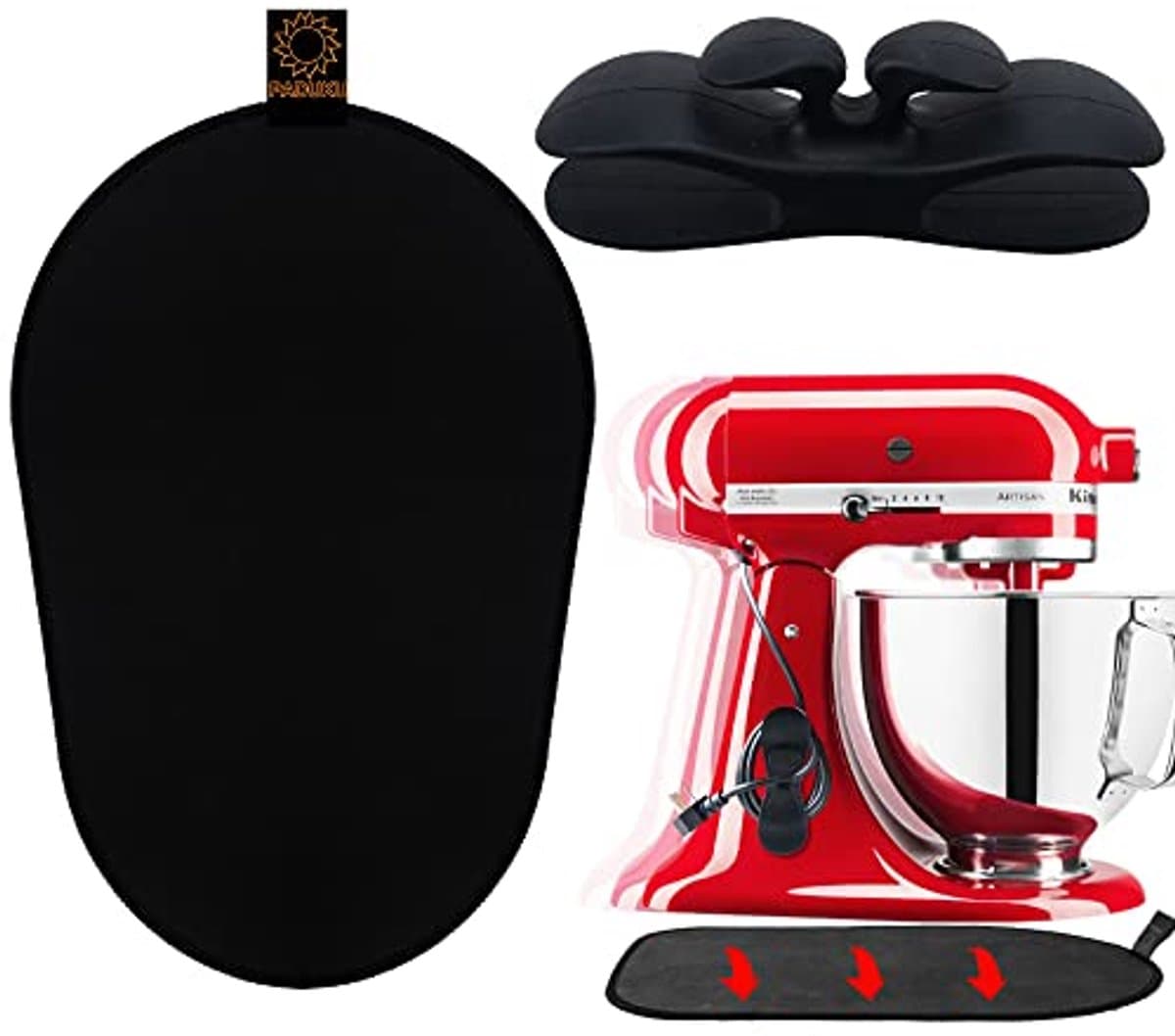 Keukenmachine Glijmat - Mixer Onderlegger - Keukenapparaten Verplaatsen - Beschermt Werkblad - 5-8L - Zwart — afbeelding 1