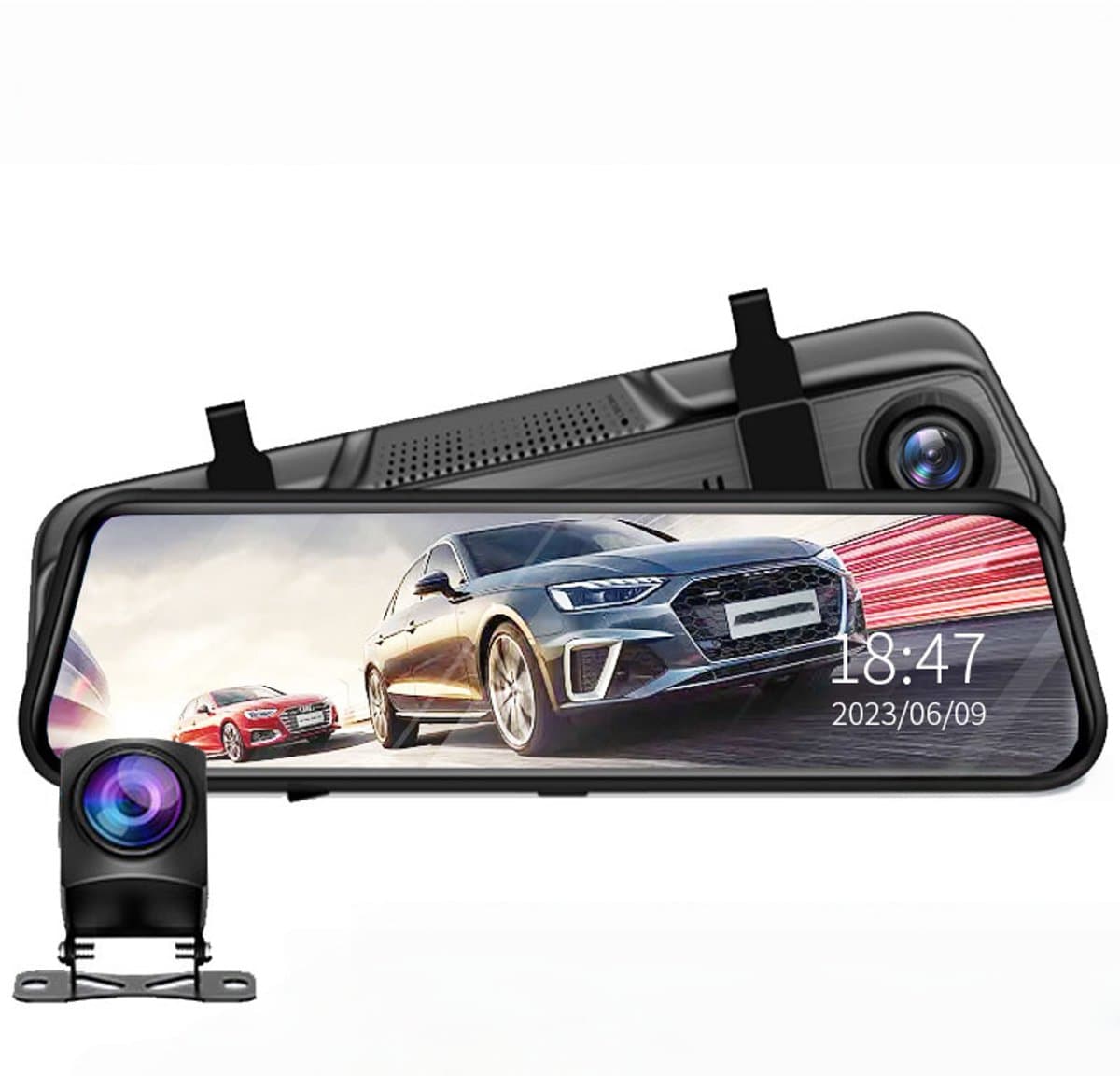 10" Dual Lens Auto DVR Dash Cam Voor- en Achteruitkijkspiegel Camera Videorecorder 1080P(Met 32G geheugenkaart) — afbeelding 1