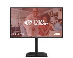 Aoc Monitor 24E4U Ips Fhd Voor Computer, Laptop, Hdmi, Dp, Vga, Hub, Geluid