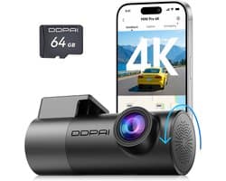 Dashcam voor auto - Zwart - 2160P HD - 360° Draaibare Lens met Nachtzicht en Wifi - Met Parkeermonitor en App-bediening