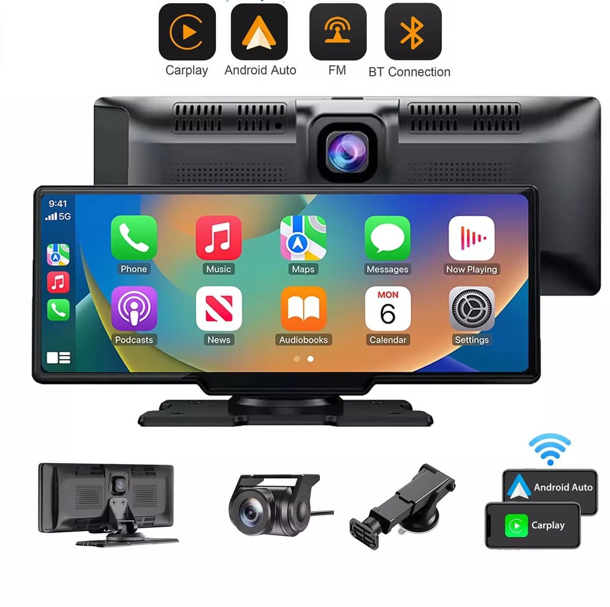 Mura Dashcam - Carplay - Android Auto - Achteruitrijcamera - Touchscreen - 4K - Bluethooth - Voice Control - 238 × 90 mm — afbeelding 1