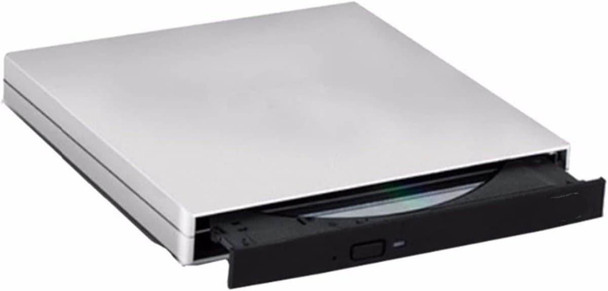 Externe DVD CD Drive - Brander Lezer - Bestanden Archiveren - USB 2.0 Connectie - Dun Ontwerp - Zilver — afbeelding 1