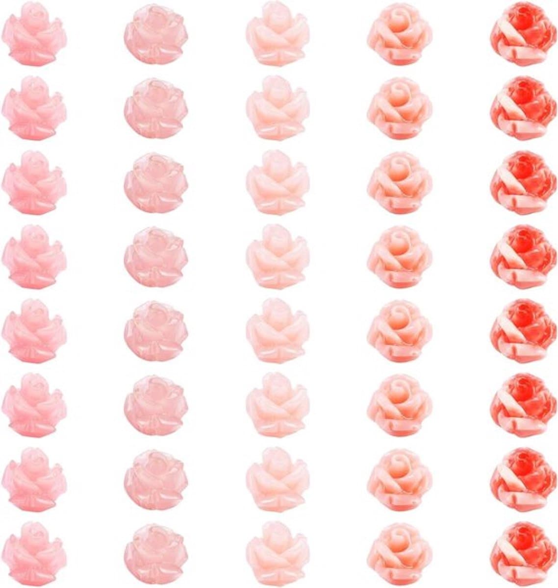 40 roze schelpkralen met bloemvorm voor sieraden maken, natuurlijke zeeschelpen in diverse maten voor creatieve en unieke handgemaakte accessoires — afbeelding 1