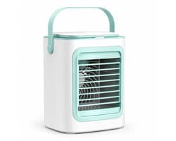 Mobiele Airco - 4-in-1 Luchtkoeler - Mini Airconditioner met 220ml Watertank - Bureauventilator met Verneveling & IJsvak - Stil - Voor Kantoor & Slaapkamer - Blauw