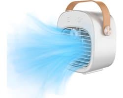 Draagbare Airco - 6000mAh Oplaadbaar - Mini USB Airconditioner - 3 Stille Snelheden - voor Slaapkamer, Kantoor, Reizen, Tent, Binnen & Buiten - Wit - 1 Stuk