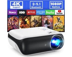 QIN® Draagbare beamer - Beamer - Projector - Mini Beamer - Zwart/Wit - 24cm x 10cm x 21cm
