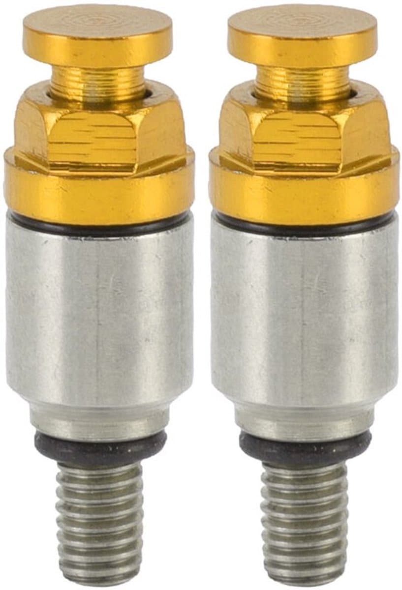 Twee M5x0.8 aluminiumlegering voorvorkontluchtingsventielen/drukregelventielen, geschikt voor CRF150R CR125R CR250R CRF250R, geel — afbeelding 1
