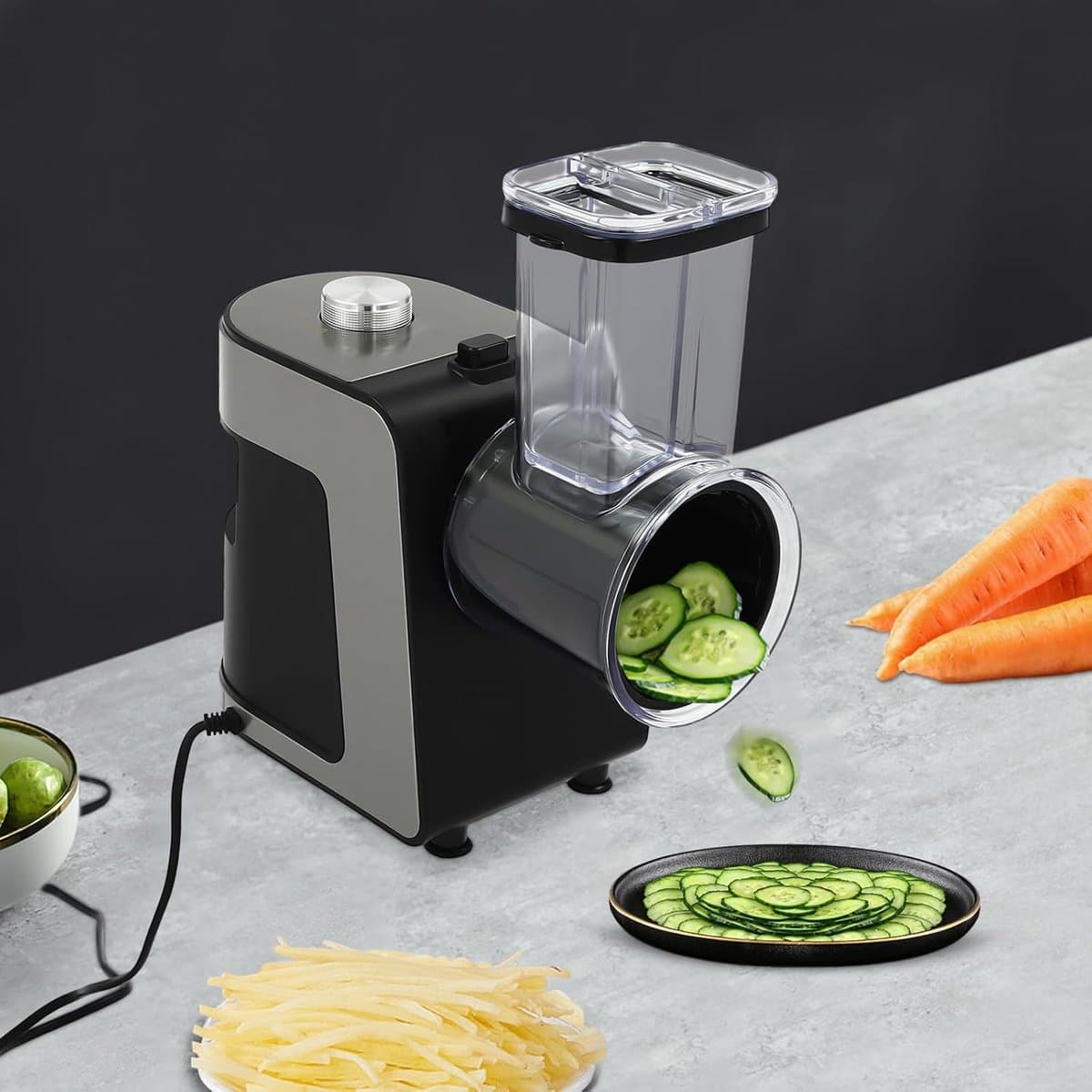 Elektrische Groentesnijder - Keukenmachine Rasp - Snel Groenten Snijden - 1000W Krachtige Motor - 15 x 12 x 20 cm — afbeelding 1