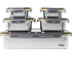 SnelShoppen - Set van 5 Bakdozen voor Batch Cooking - 1x 5000 ml + 2x 1300 ml + 2x 650 ml - Rvs, Magnetron, Oven, Vriezer Bestendig, Handige Opberging