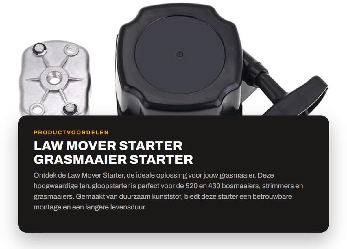 Dailygoods- Startmotor Hoogwaardige Kunststof - Terugloopstarter - Vervanging Grasmaaier - Bosmaaier/Scooter - Eenvoudige Installatie - Lange Levensduur — afbeelding 1