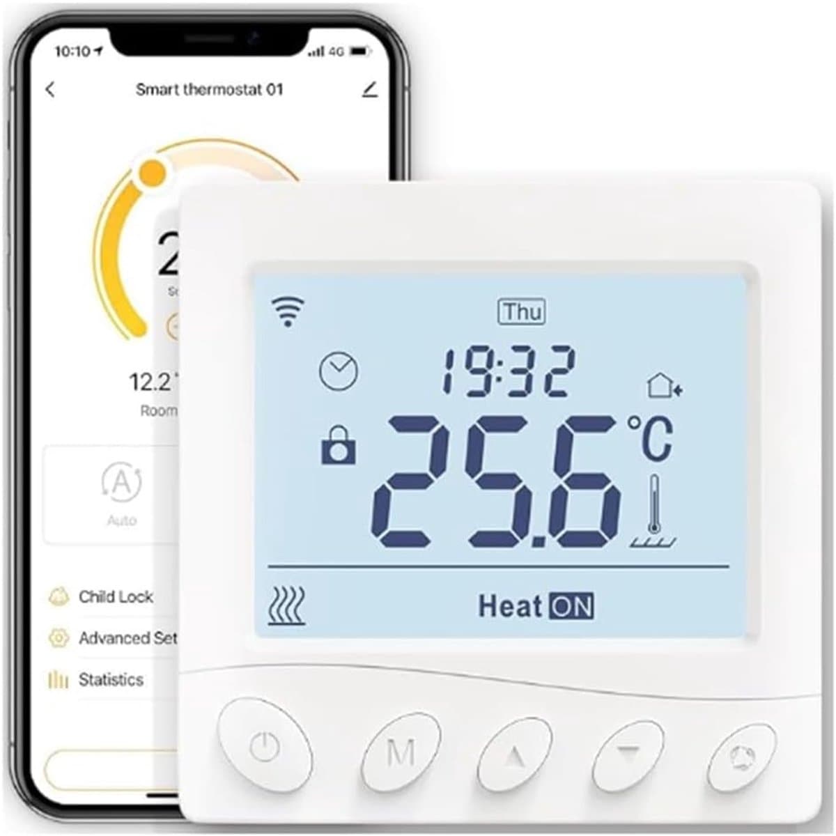 Slimme Vloerverwarming Thermostaat - App Bediening - Energie Besparen - Spraakgestuurd - 10 x 10 x 6 cm - Wit — afbeelding 1