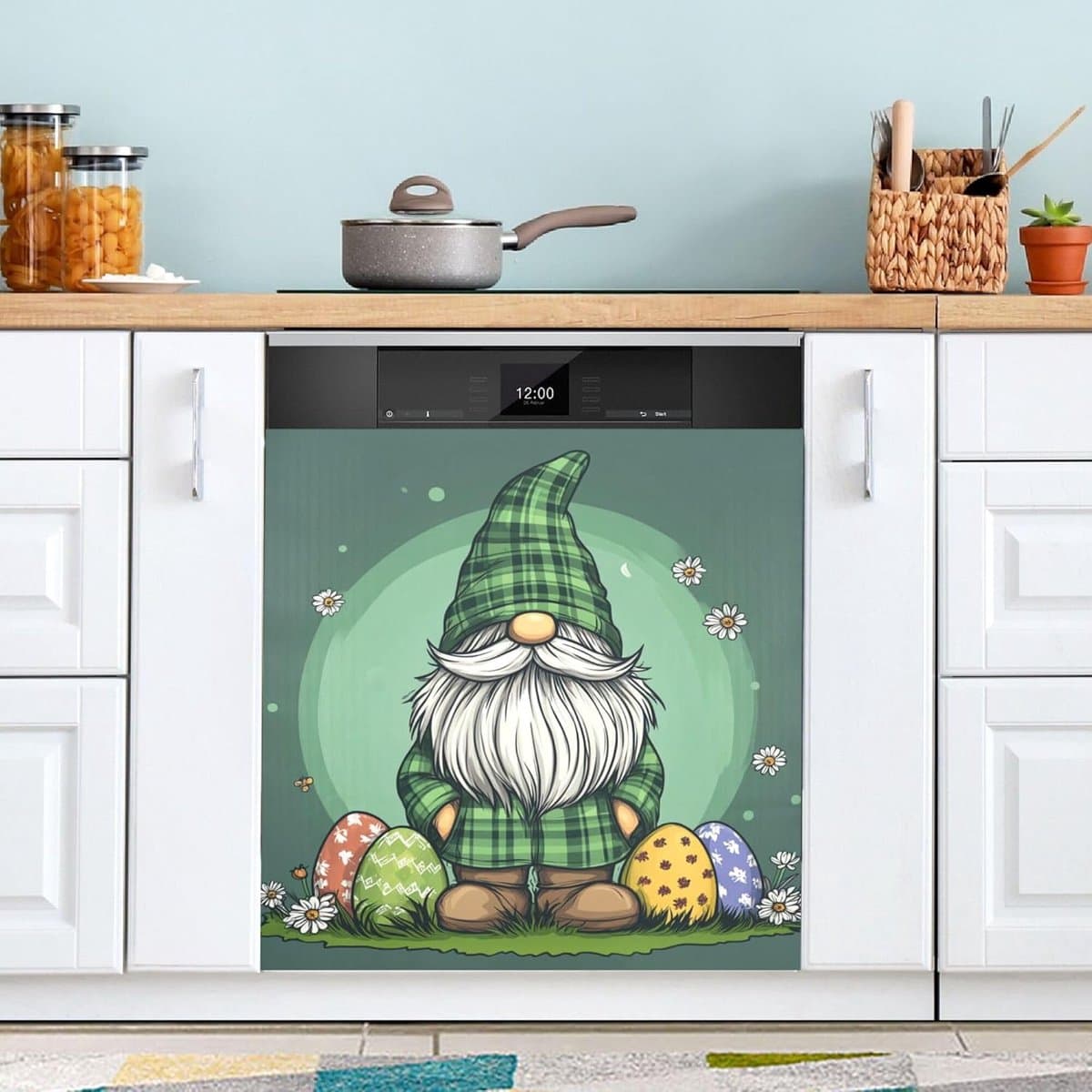 Vaatwasser Magneet Covers - Keuken Decoratie - Vaatwasser Versieren - Krasbestendig PVC - 58 x 56 cm - Groen Plaid — afbeelding 1