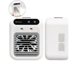 Deze draagbare mini-airconditioner is Geschikt voorzien van een stille 25W-koelventilator, USB-oplaadmogelijkheid en een compact formaat. waardoor hij ideaal is Geschikt voor kantoren, reizen en kamperen.