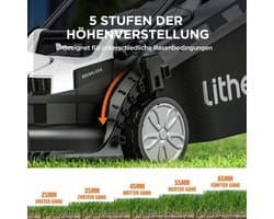 Accu Grasmaaier – Elektrische Grasmaaier – Draadloze Grasmaaier – Tuinmaaier – Gazonsnijder – Borstelloze Motor – 33 cm Maaibreedte, 4,0 Ah Accu, 30L Opvangbak, 25-65 mm Maaihoogte