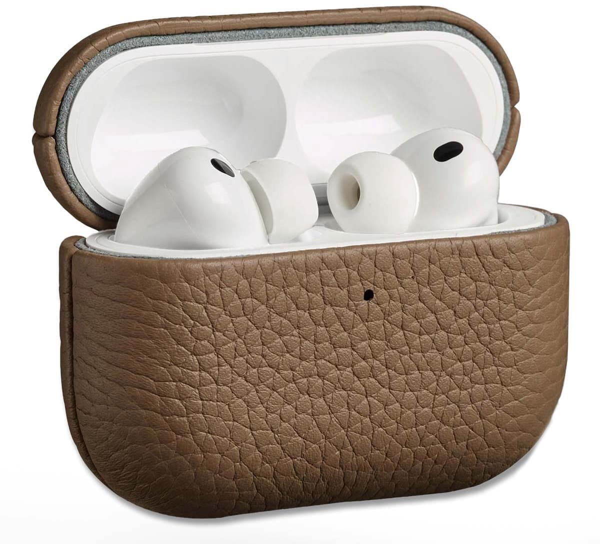 Accezz Echt Leren Case - Hoesje geschikt voor AirPods Pro 3 - Taupe — afbeelding 1