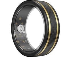 WizBay Premium Select® Aluminium Bi-Color Carbon Fiber Goud Smart Ring – Dames Heren – Oplaad Case - Hypoallergeen - Hartslag & Slaap Monitor - IP68 Waterdicht - O2 Meting - Gesture Functie - Multiple Sport Modi - Bi-Color Goud Zwart #12