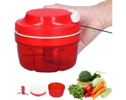 Handtrekgroentesnijder - Uienhakselaar - Hakmolen Gehaktmolen - Handmatig trekkoord Keukenmachine - Blender - Thuiskeuken Knoflookversnipperen - Keukenaccessoires - Rood