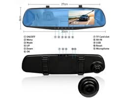 Dashcam voor Auto - Dashcam 4.3 Inch - Full HD 1080P Auto Rij Recorder - Achteruitkijkspiegel DVR - Nachtzicht & Bewegingsdetectie - Zonder Geheugenkaart - Zwart