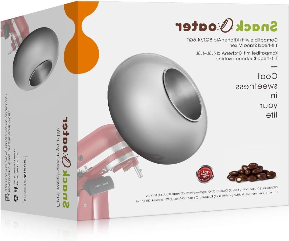 Snack Coater - Chocolade Coater - Snoep Maken - Compatibel met KitchenAid - 3 kg Capaciteit - Zilver — afbeelding 1