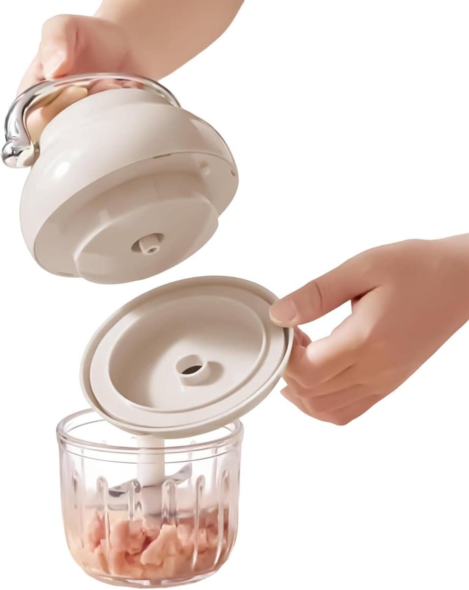 Elektrische keukenmachine, 350 ml, antislip keukengerei met handvat, mini-hakmolen elektrische keukenmachine, voor knoflook, chili, ui, puree, groenten, huis, appartement — afbeelding 1