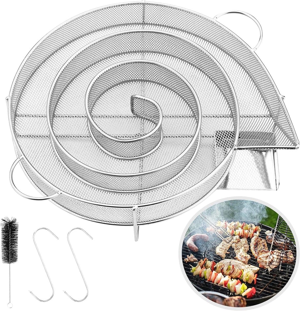 Rookgenerator voor barbecue, koud roken, rooksmaak toevoegen aan vlees en vis, geschikt voor buitengebruik en roken in roestvrij staal, ideaal voor elke grill en rookkast — afbeelding 1