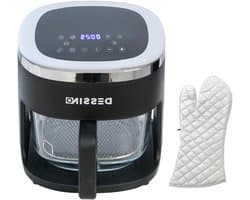 Digitale Airfryer - Hete Lucht Oven - Gezond Koken - Glazen Mand 360 Graden - 4.2 Liter - Zwart
