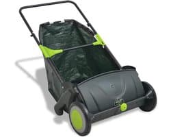 Tuinveegmachine - Bladverzamelaar - Gazon Onderhoud - Verstelbare Hoogte - 103 Liter - Zwart Groen