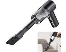 Handstofzuiger voor in de auto, draadloos ontwerp, krachtige zuigkracht van 3000 Pa, 4-in-1 draagbare stofzuiger/föhn, met wasbaar filter, oplaadbaar - Zwart