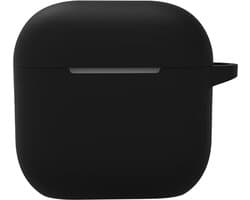 Hoesje - Geschikt voor Apple AirPods 4 / 5 - met Clip - Siliconen Hoes - Silicone Case Cover - Zwart