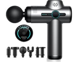Mini Massagepistool - Elektrisch Massageapparaat voor Nek & Schouder - Deep Tissue Spierherstel voor Sporters - Ultra Stil 3200 rpm - 6 Standen & 6 Koppen - Grijs - 1 Stuk