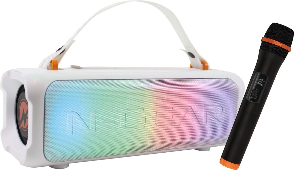N-Gear Blazooka 703W - Bluetooth Speaker - Karaoke Set - Partybox met Microfoon - Wit — afbeelding 1