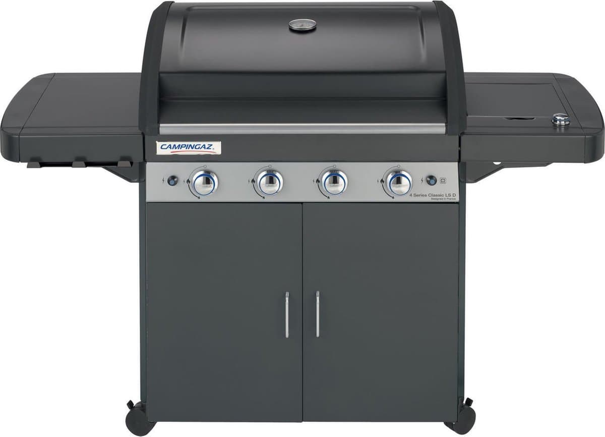 Campingaz 4 Series Classic LS Gasbarbecue - outdoor grill - 4 afzonderlijk te regelen branders - gasbarbecue met zijbrander - modulaire BBQ accessoires - veilige Piezo ontsteking - gas barbecue met vaatwasserbestendige onderdelen - Zwart — afbeelding 1