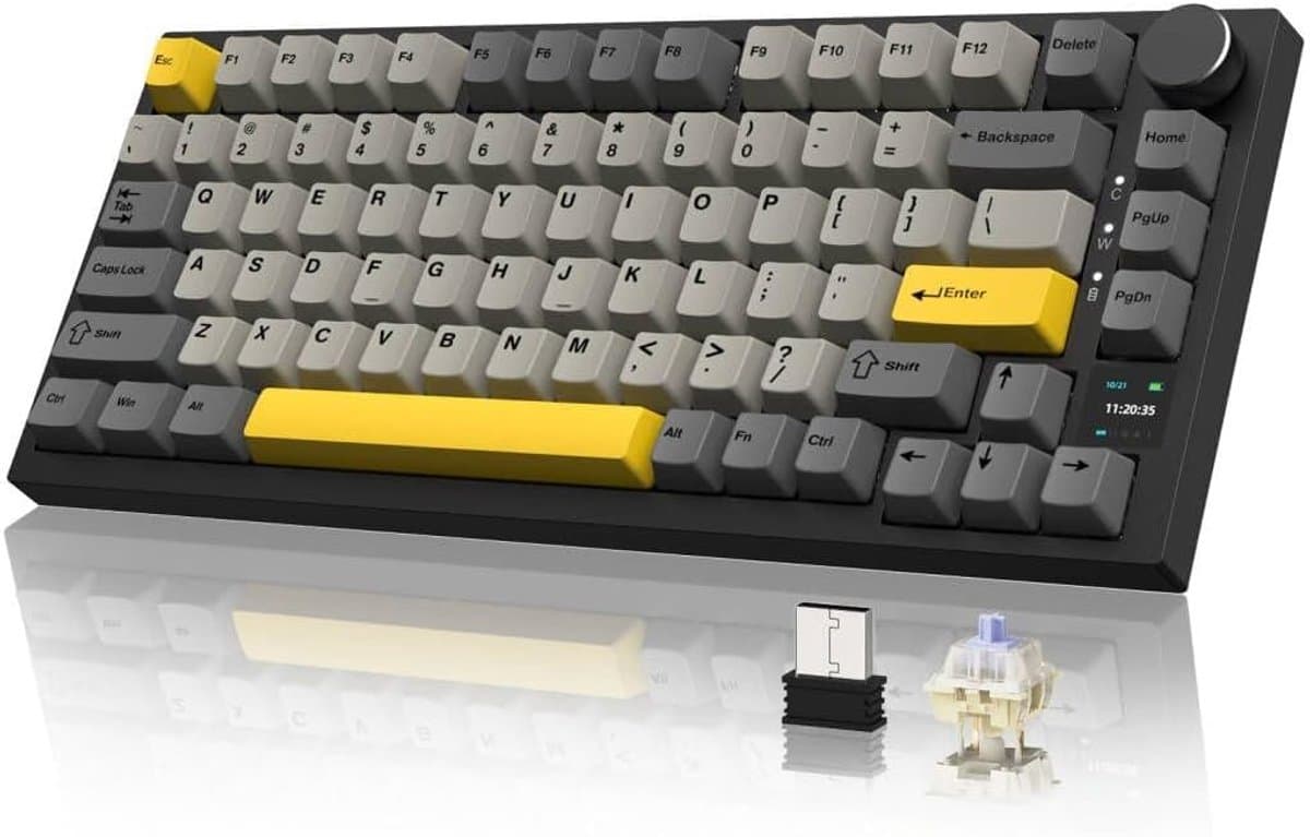 Ajazz AK820 PRO-Bedraad Mechanisch Toetsenbord-75% QWERTY Toetsenborden-TFT‑scherm-RGB Gaming Keyboard- Gasket-Hot Swap-Volumeknop-82 Keys-Gift Switch — afbeelding 1
