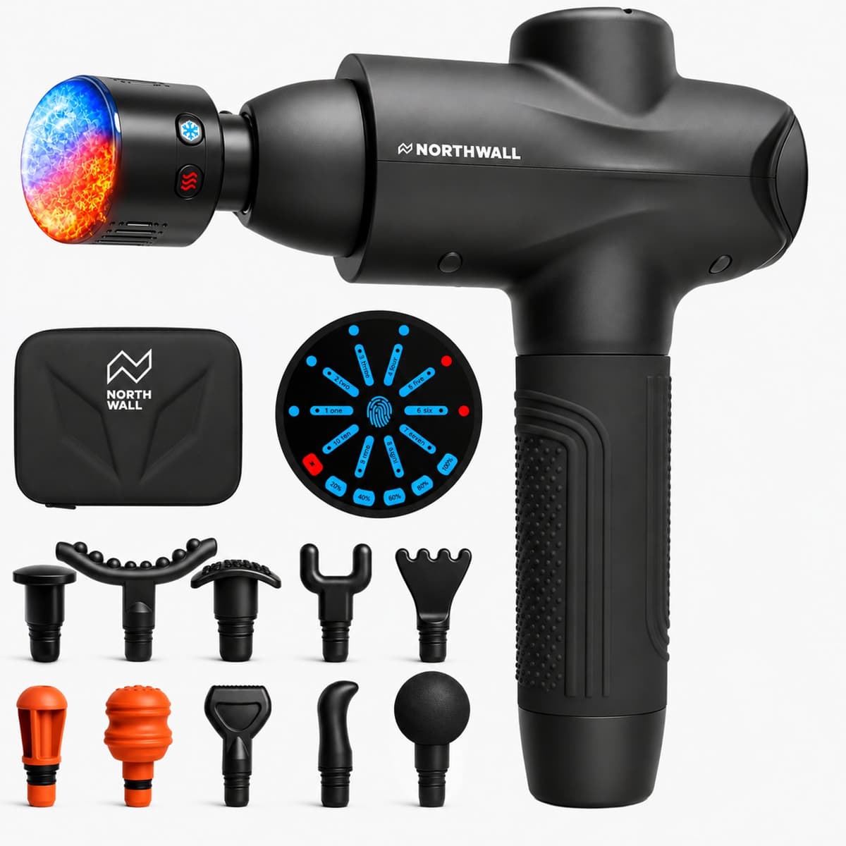Northwall Massage Gun Elite inclusief Infrarood massagekop - Massage Pistool Inclusief Koffer en 7 Opzetstukken - Krachtig en Draadloos Sport en Relax Massage Apparaat — afbeelding 1