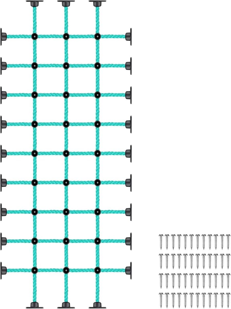 Klimnet voor kinderen met installatiebasis voor houten frames van 76 cm × 191 cm, 450 kg capaciteit vrachtklimnetladder voor speelplaatsen, boomhutten, schommelsets en buitenobstakelcourses — afbeelding 1