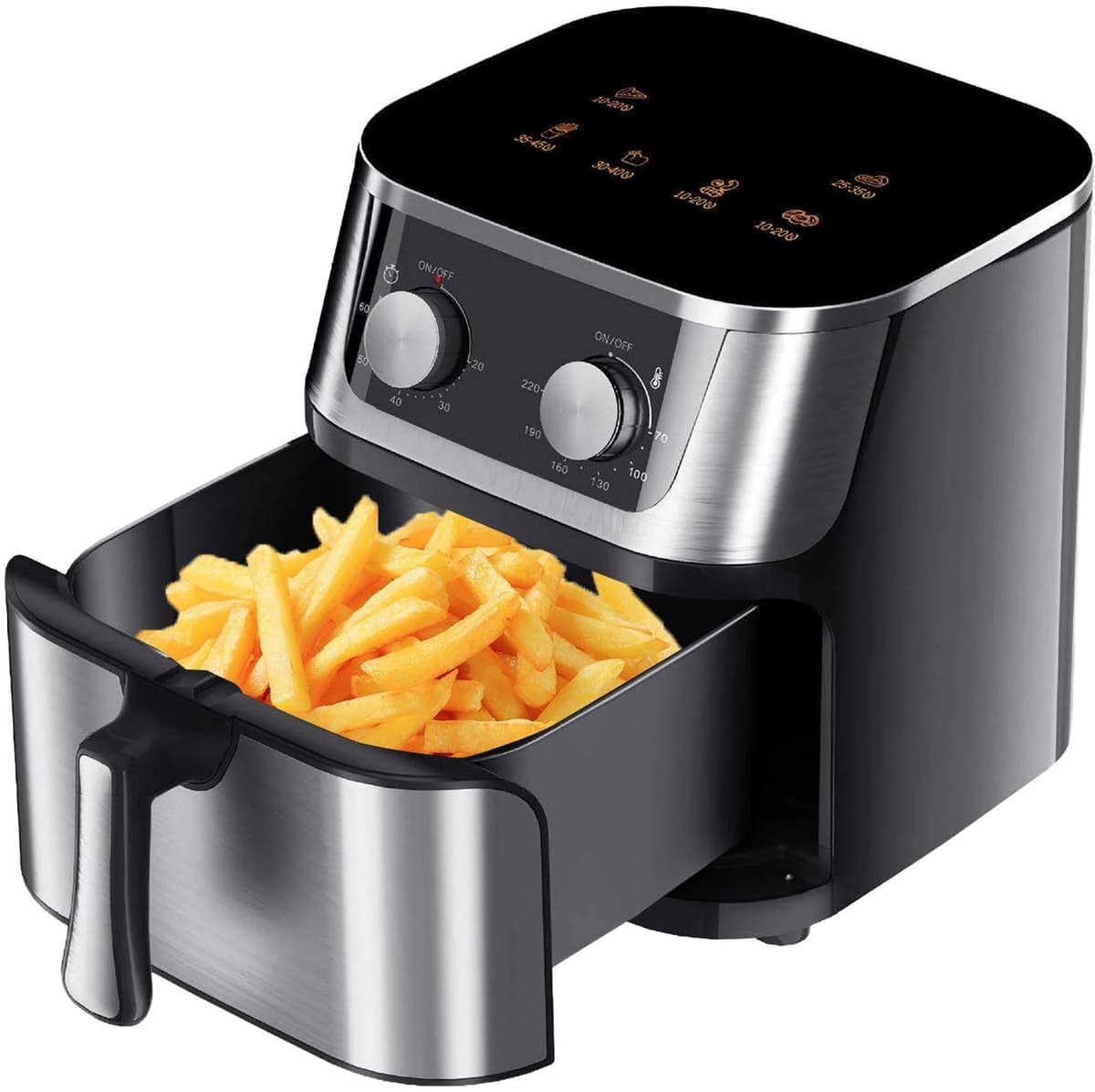 Atlasyx airfryer - Heteluchtfriteuse - Airfryer 8 liter - Airfryer rvs - Mechanische Bediening - 360° Verwarming - 1400 W - Zwart — afbeelding 1