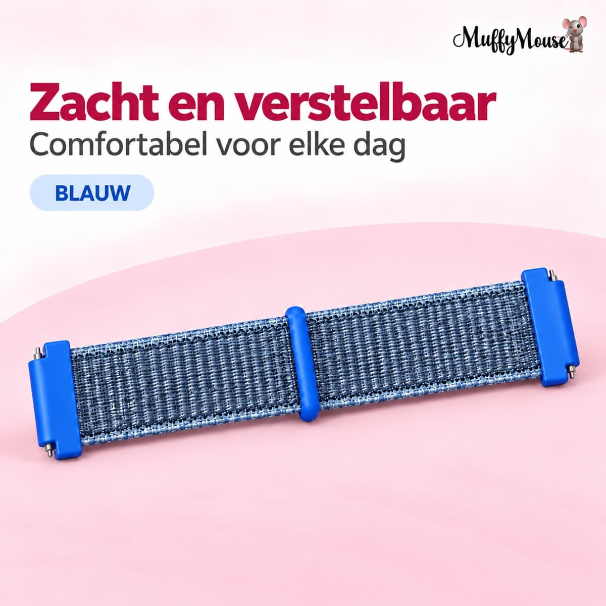 MuffyMouse D8 Horlogebandje – Smartwatch Bandje voor GPS Horloge Kind – Kinder Smartwatch – Geweven – Blauw — afbeelding 1