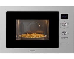 Inventum IMC6032F - Inbouw combi-oven - Hetelucht - Magnetron - Grill - 32 liter - 38 cm hoog - Tot 220 graden - RVS/Zwart