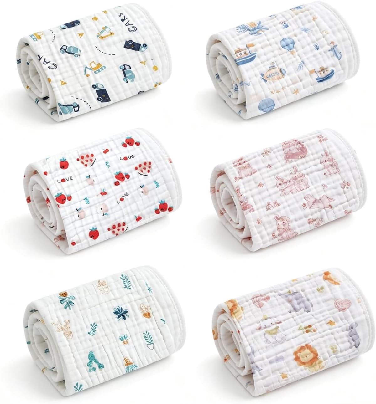 6 stuks 30x30 cm spuugdoekjes, 100% katoen — afbeelding 1