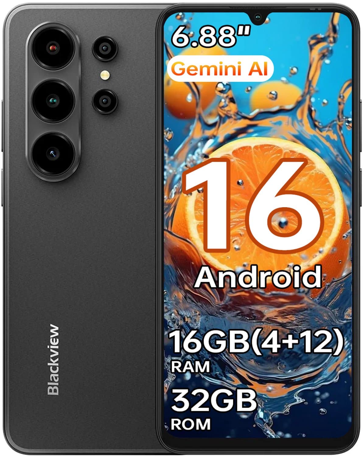 Blackview WAVE 10C Smartphone 16GB(4+12) RAM 32GB ROM Zwart — afbeelding 1