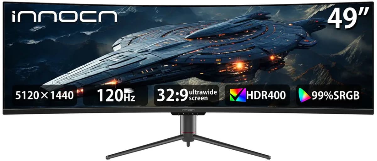 INNOCN 49 inch 5K2K Super Ultrawide Curved Monitor 120Hz 1ms USB-C 65W - HDR400 - PIP/PBP - RJ45 - Hoogte Verstelbaar - Kantelbaar & Draaibaar — afbeelding 1