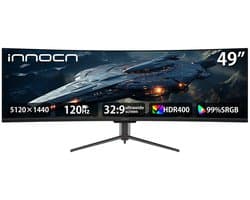 INNOCN 49 inch 5K2K Super Ultrawide Curved Monitor 120Hz 1ms USB-C 65W - HDR400 - PIP/PBP - RJ45 - Hoogte Verstelbaar - Kantelbaar & Draaibaar