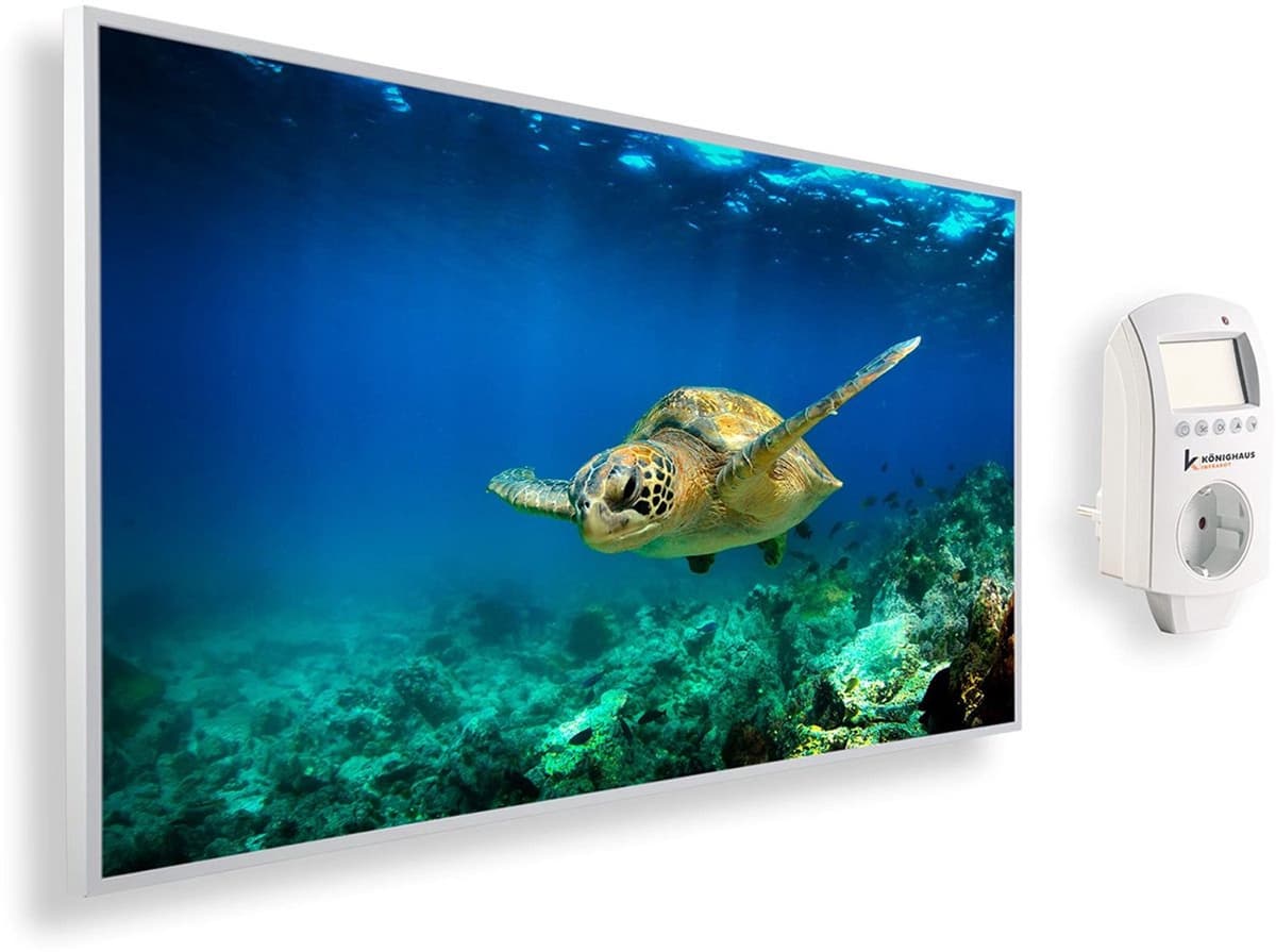 Infrarood Beeldverwarming 1200 Watt - Wandmontage Schildpad Onder Water - Elektrisch 230 Volt - Voor Binnenhuis - Smart Thermostaat — afbeelding 1