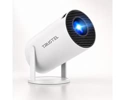 Trustel® Mini Beamer - Smart Projector met Netflix – 4K Ondersteuning – WiFi 6 & Bluetooth – 180° Draaibaar – Auto Keystone – Thuisbioscoop – Wit