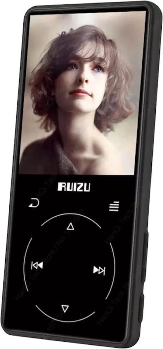 RUIZU D16 Metalen Bluetooth MP3 Speler - Draagbare Audio 8GB - Muziekspeler met ingebouwde Speaker - FM Radio - Recorder - E-Book - Video Speler - Zwart — afbeelding 1