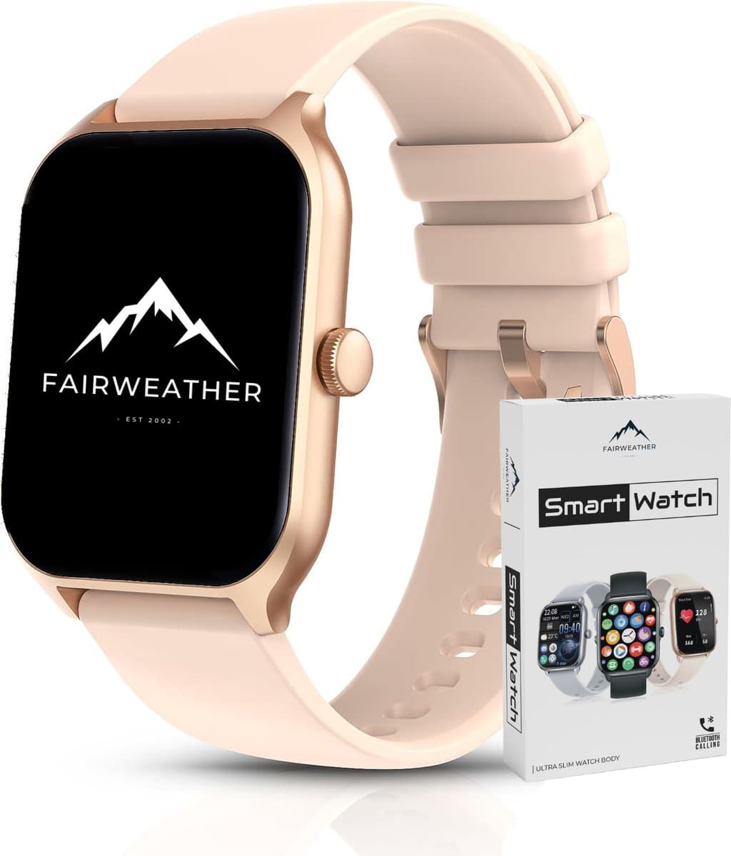Fairweather Smartwatch Pro – Heren & Dames – HD – Stappenteller – Slaapmeter – hartslagmeter – Geschikt voor iOS en Android - rose goud — afbeelding 1