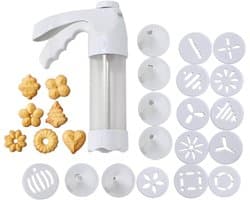 Koekjespers - Koekjespistool Deegspuit - Zelfgebak Gebak Maken - 12 Schijven 6 Mondstukken - 22 cm - Wit